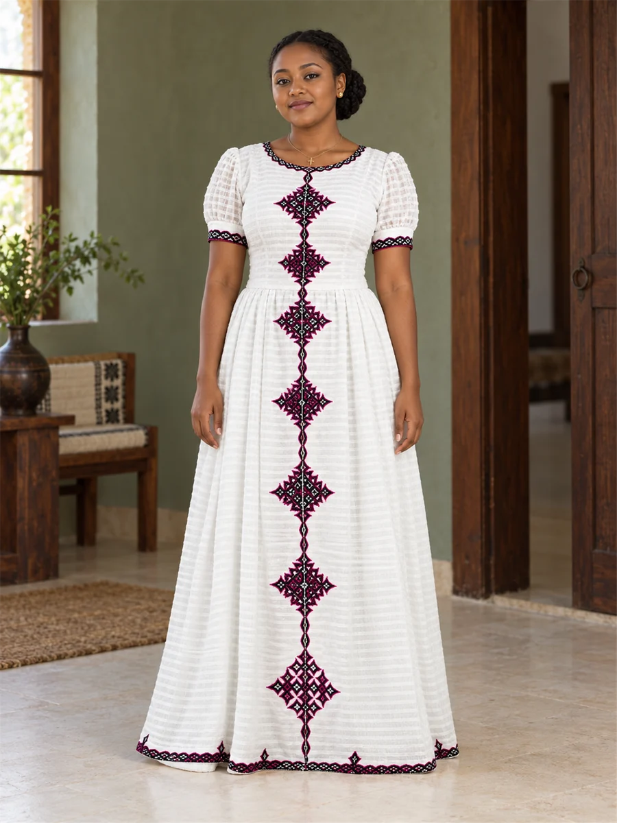 Burgundy Diamond Dress የሀበሻ ልብስ