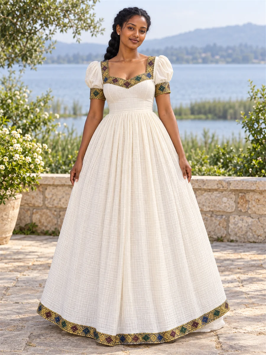 Bronze Edge Celebration Dress የሀበሻ ልብስ