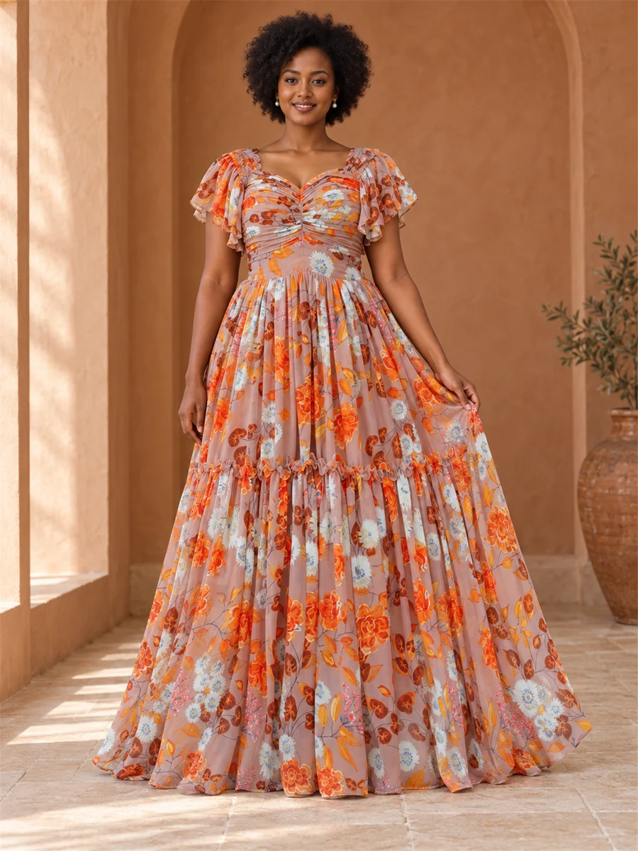 Coral Garden Dress የሀበሻ ልብስ