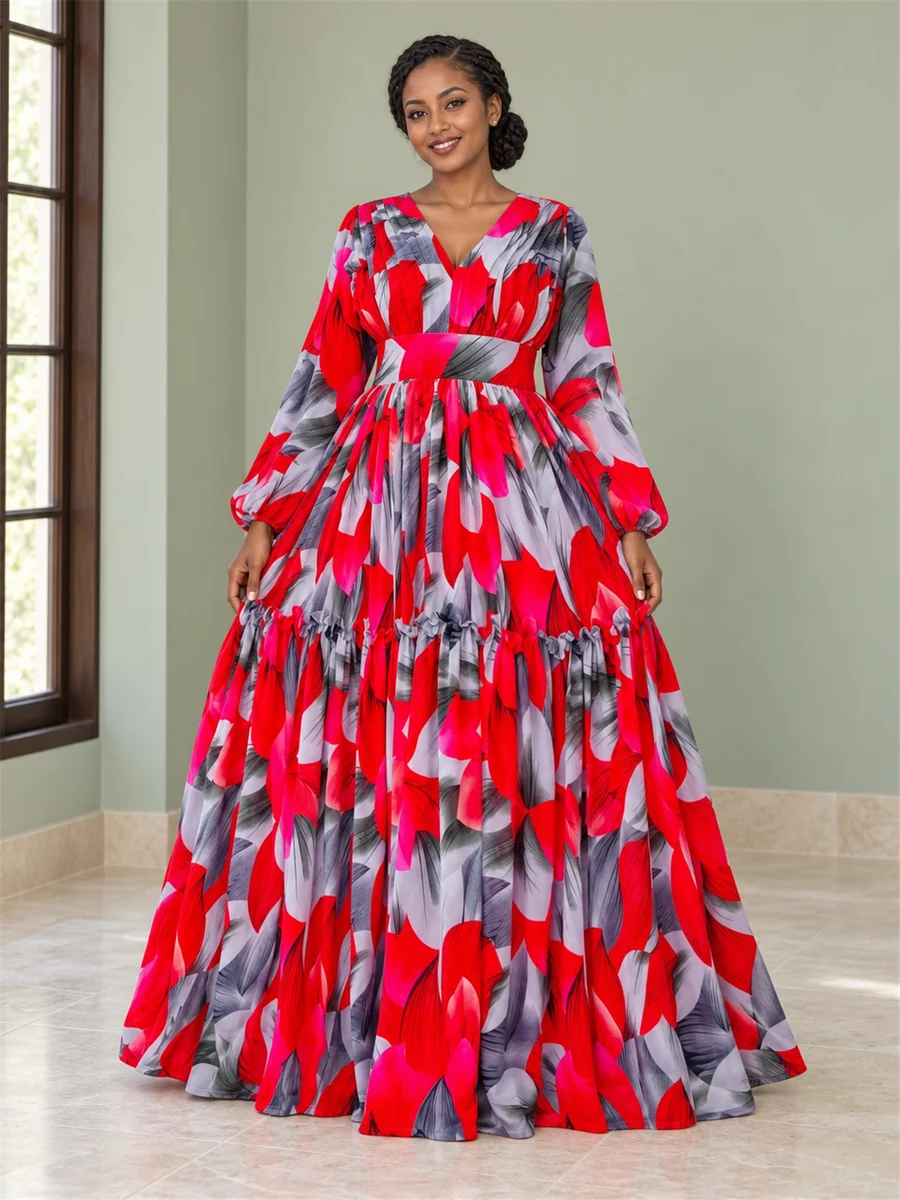 Scarlet Floral Dress የሀበሻ ልብስ