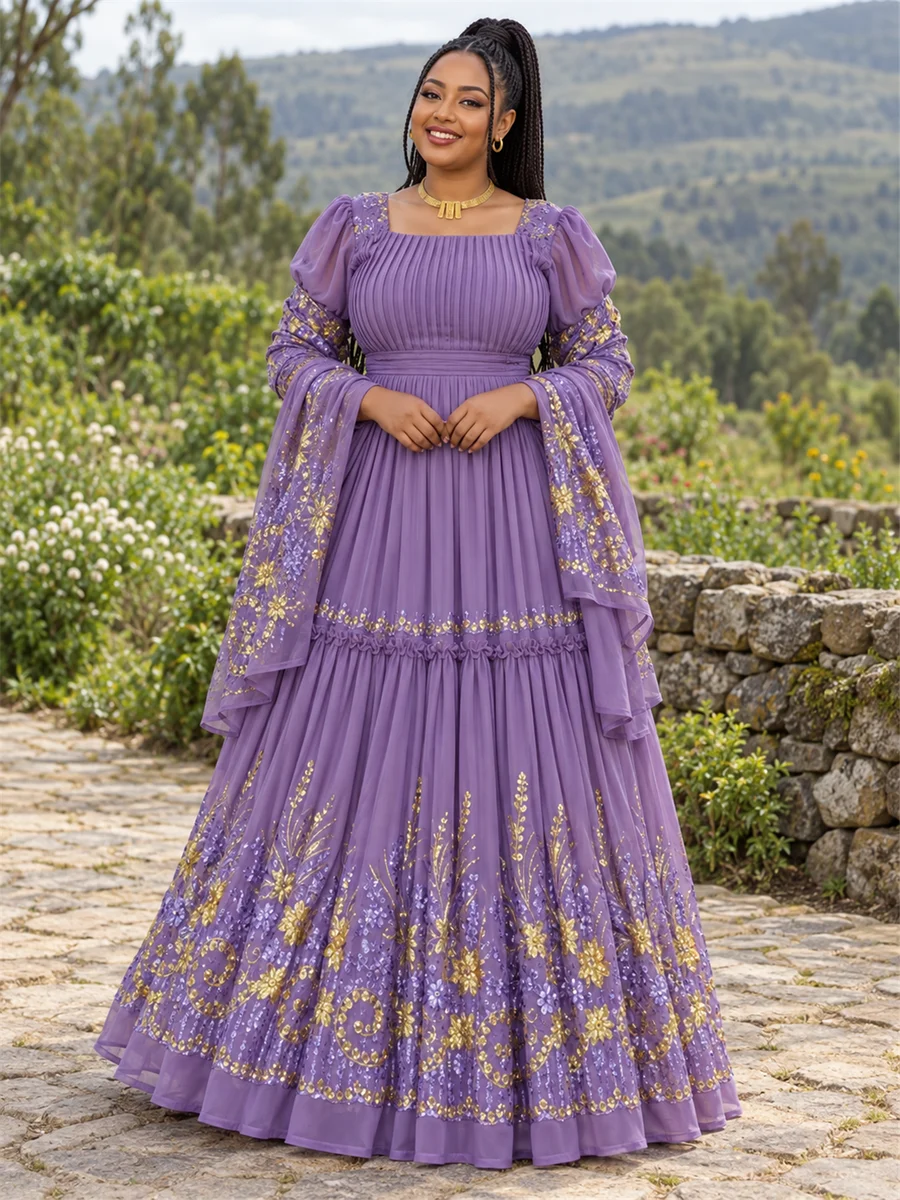 Lavender Evening Dress የሀበሻ ልብስ