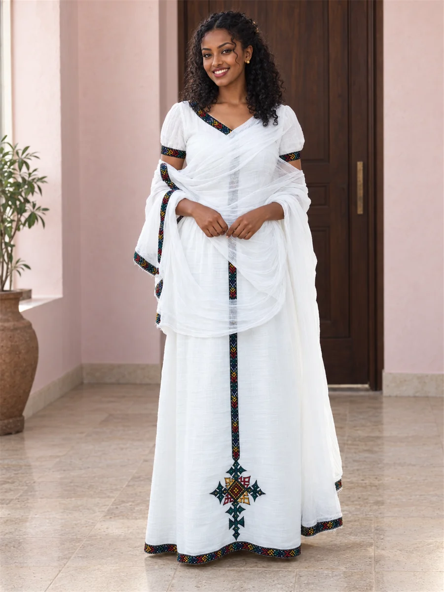 Black Cross Kemis women’s Ethiopian traditional dress