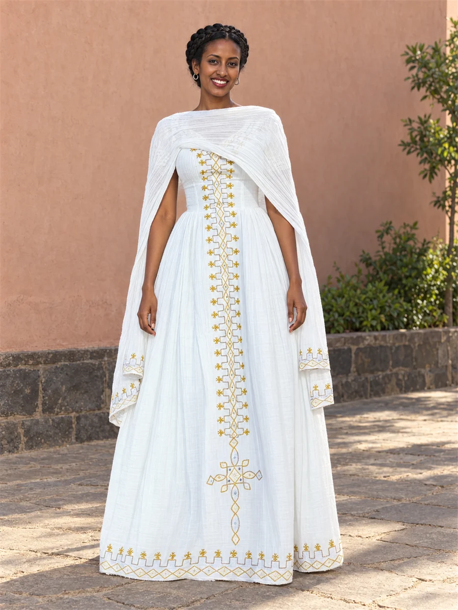 Ivory Pleated Kemis የሀበሻ ልብስ