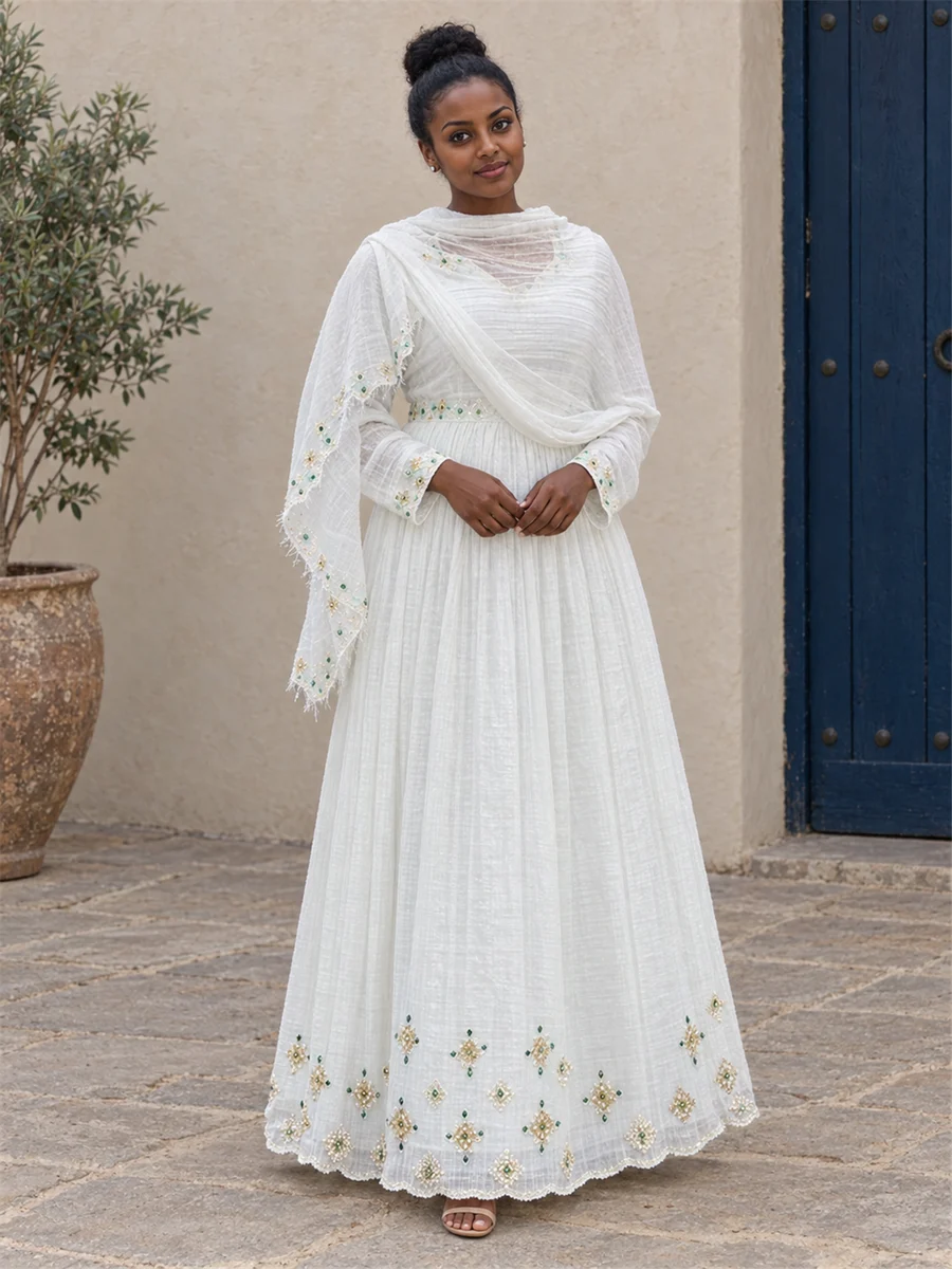 Silver Garden Wrap Dress የሀበሻ ልብስ