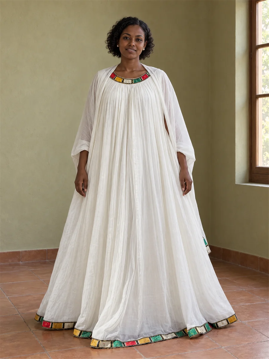 Ivory Rainbow Edge Dress የሀበሻ ልብስ