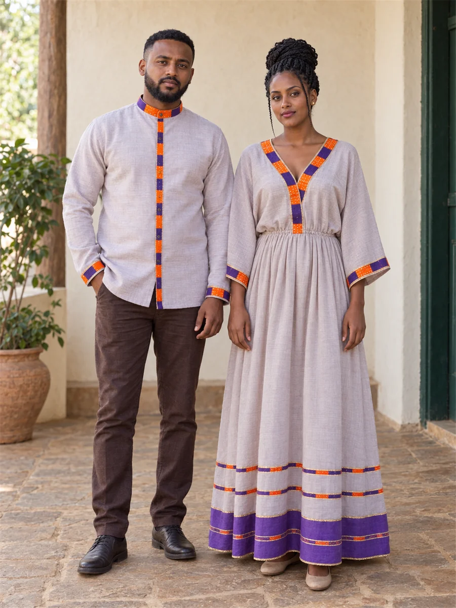 Lilac Heritage Couple የሀበሻ ልብስ