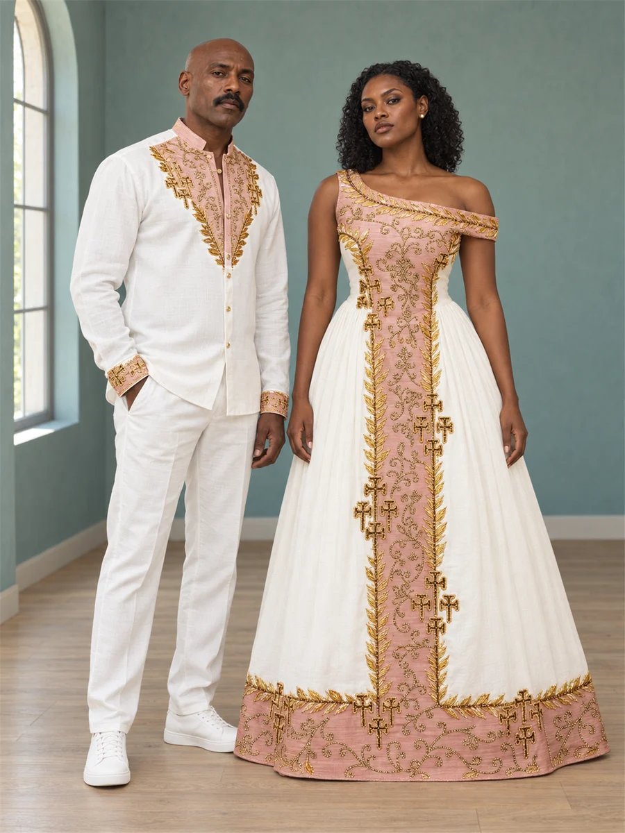 Amber Heritage Couple women’s Ethiopian traditional dress