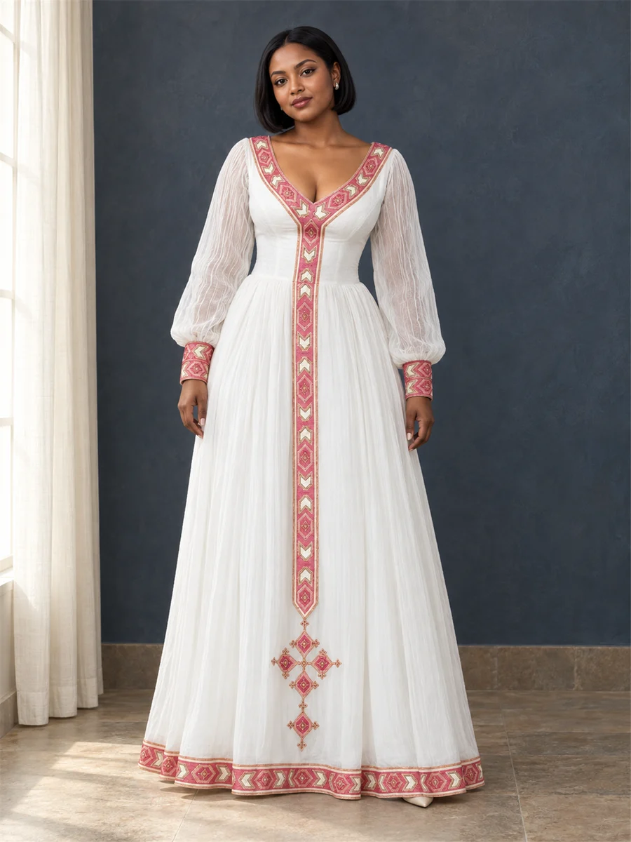 Rose Vine Kemis women’s Ethiopian traditional dress