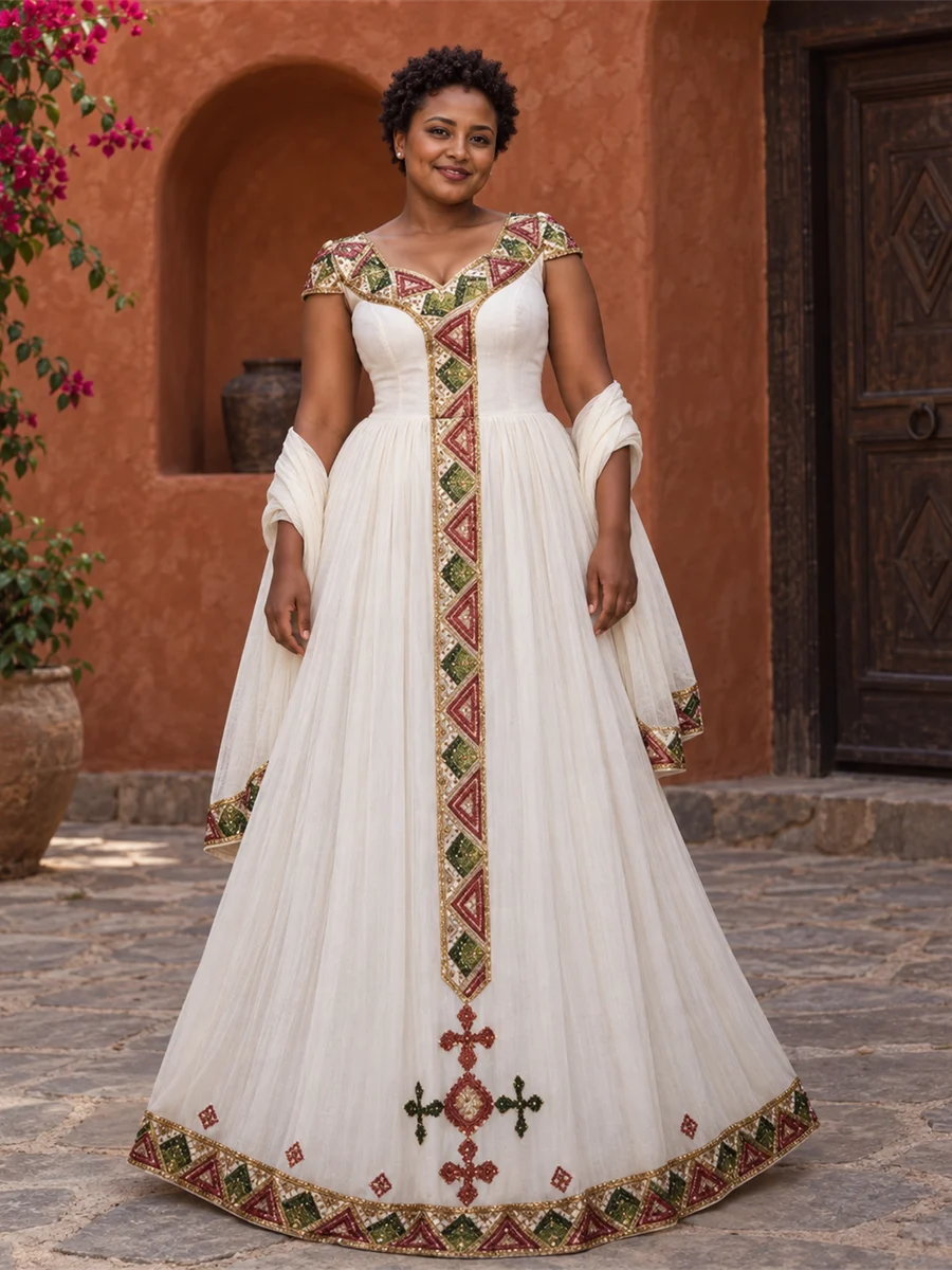 Ruby Vine Gown women’s Ethiopian traditional dress