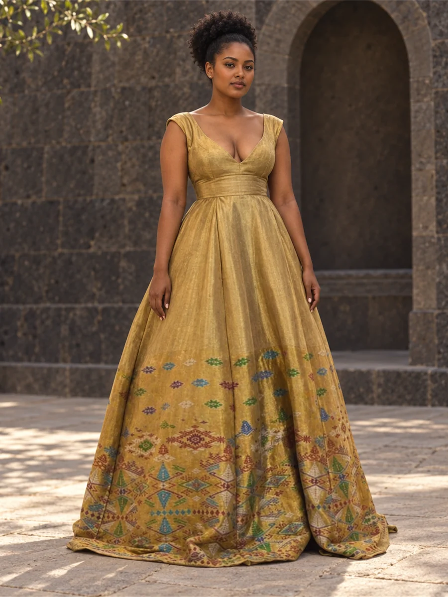 Golden Garden Gown የሀበሻ ልብስ