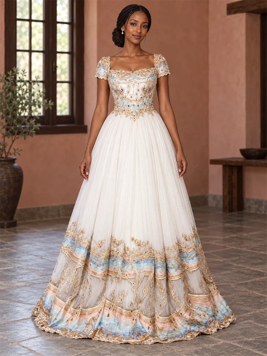 Pastel Border Gown women’s Ethiopian traditional dress