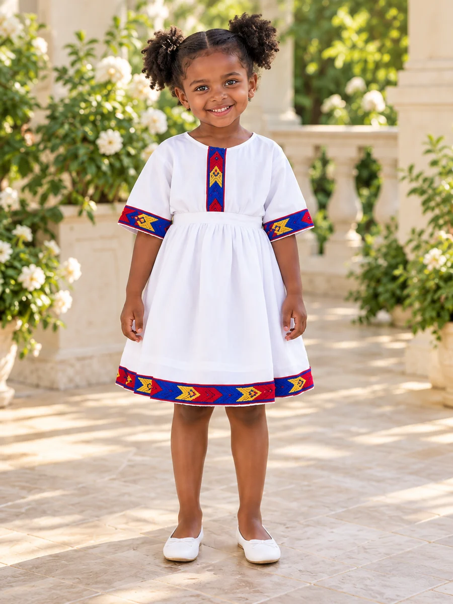 Little Woven Trim Dress Ethiopian traditional clothing