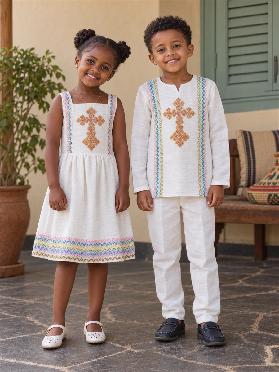 Little Heritage Sibling Set Ethiopian traditional clothing