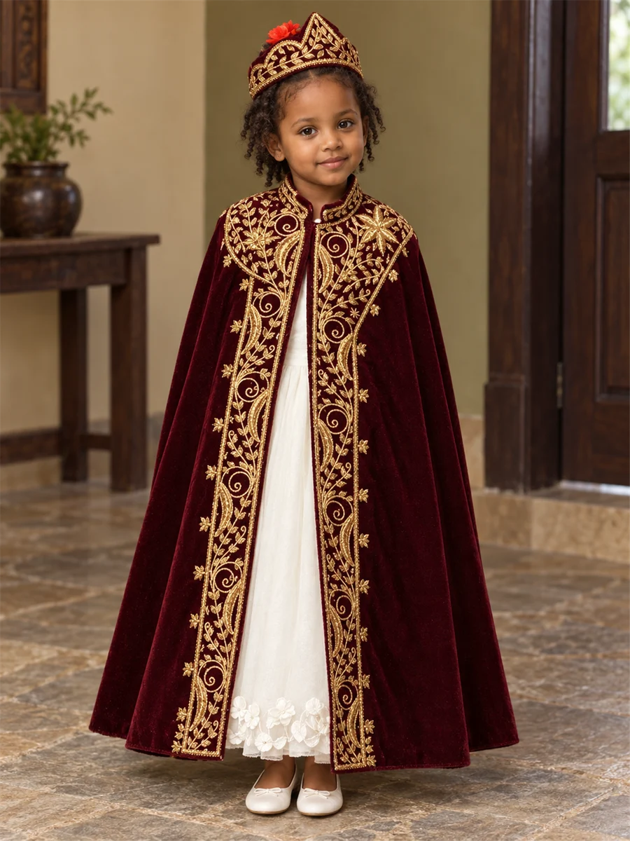 Little Burgundy Cape Dress Ethiopian traditional clothing