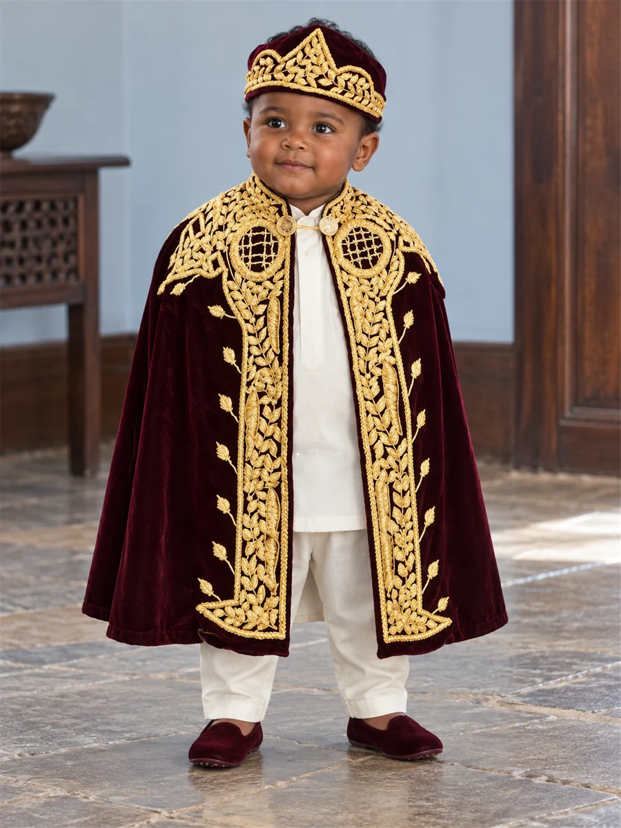 Little Burgundy Cape Set Ethiopian traditional clothing