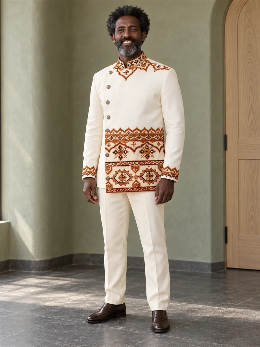 Bronze Border Tunic Set Ethiopian traditional clothing