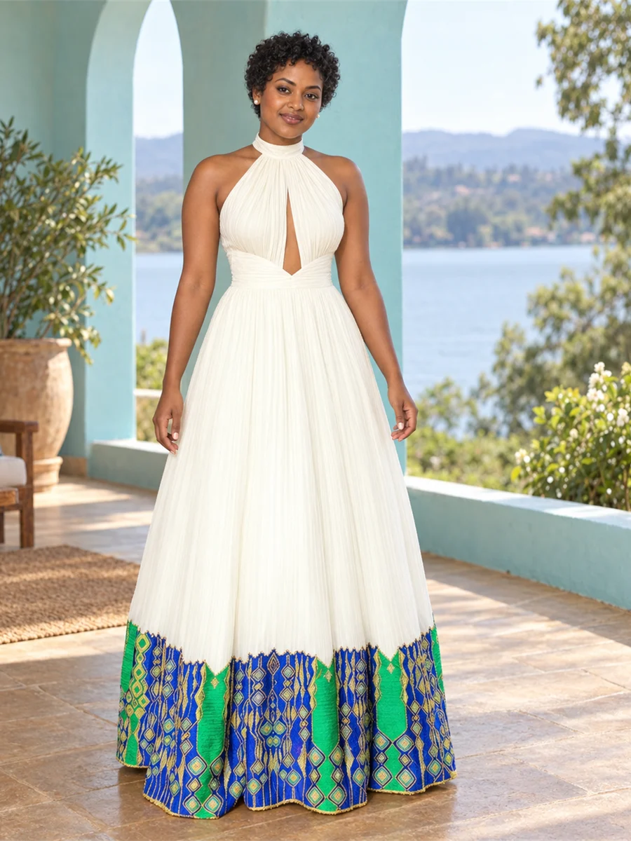 Emerald Mosaic Gown የሀበሻ ልብስ