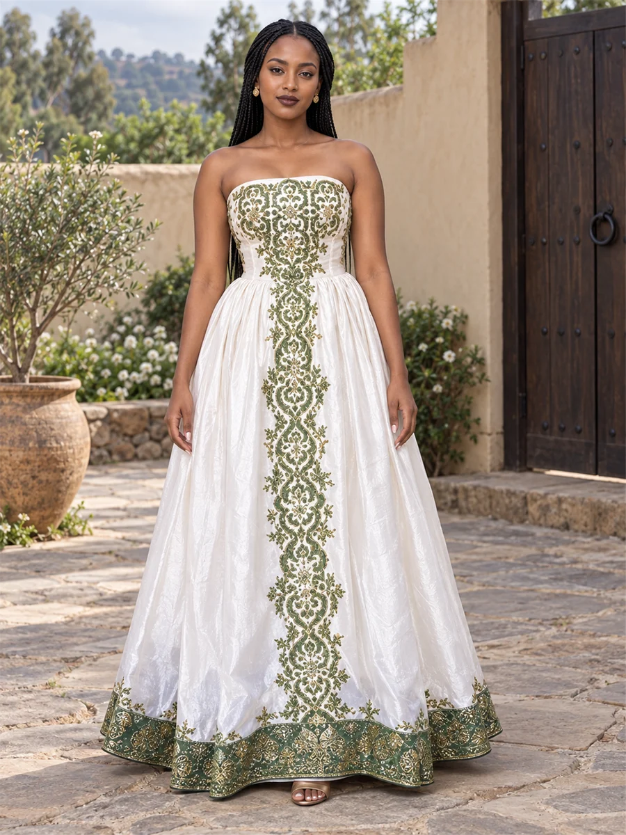 Olive Panel Gown women’s Ethiopian traditional dress