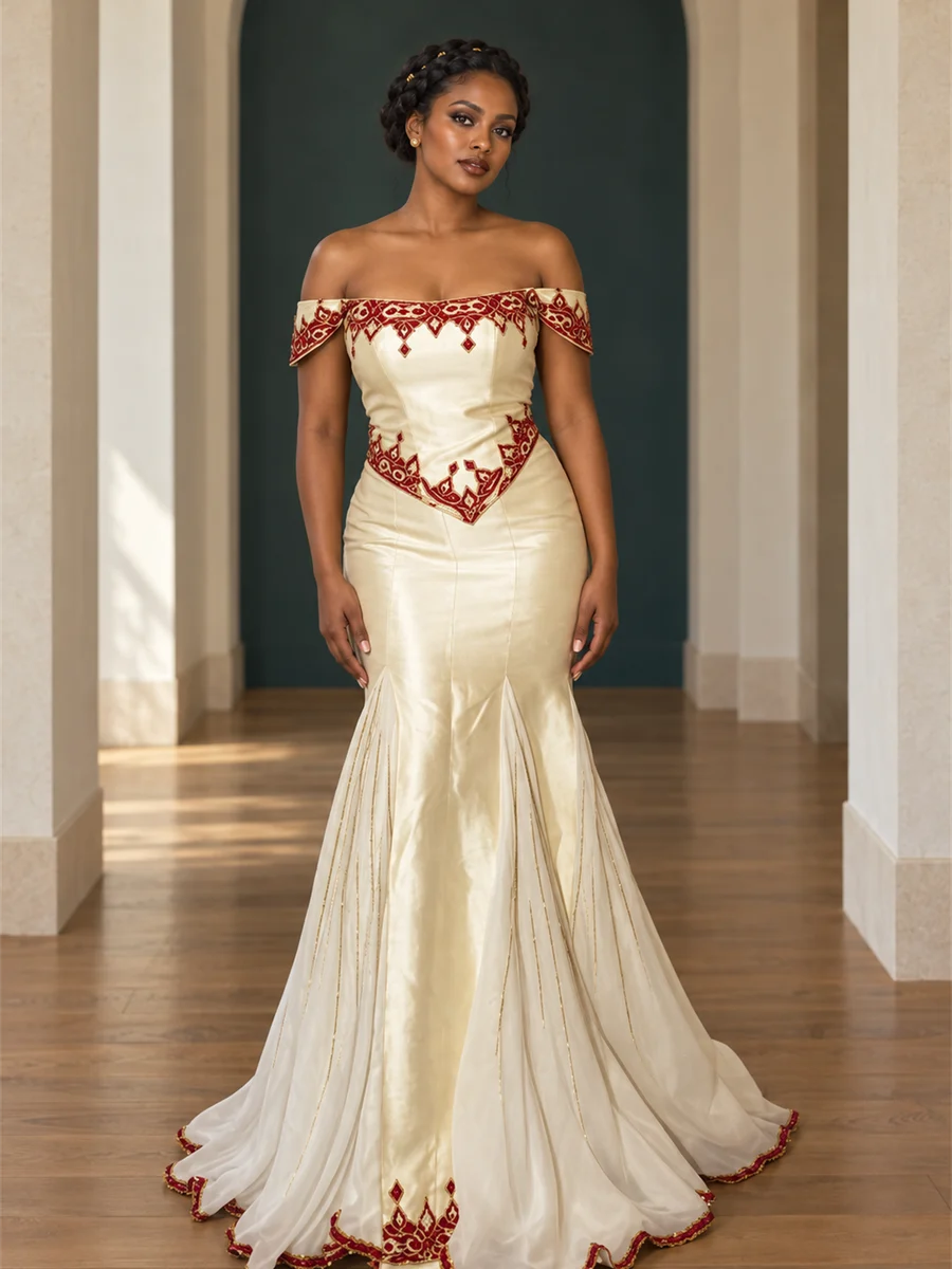 Ruby Edge Fishtail Gown የሀበሻ ልብስ