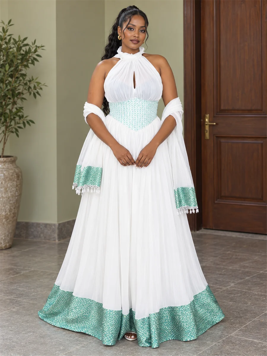Mint Tiered Gown women’s Ethiopian traditional dress