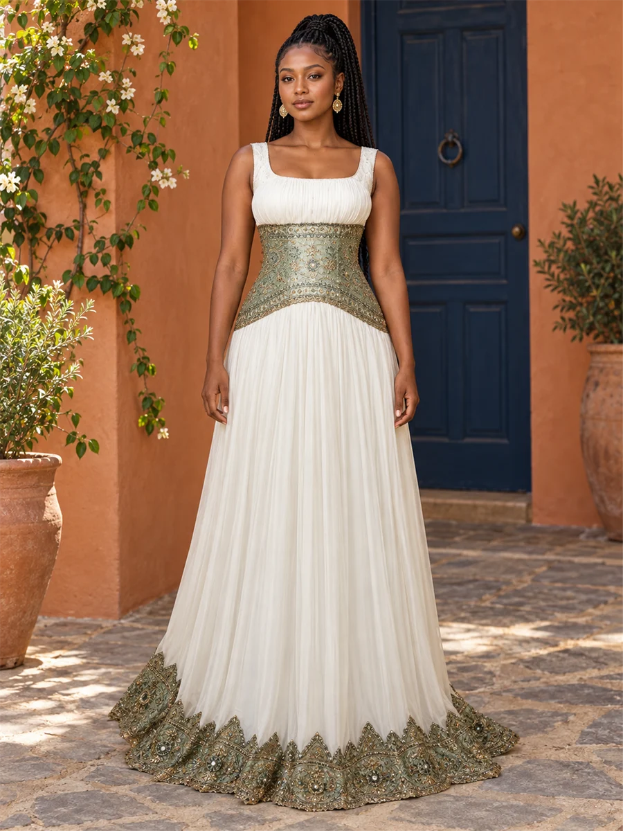 Olive Waist Gown women’s Ethiopian traditional dress