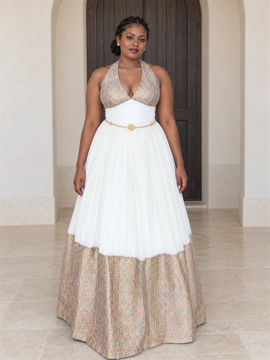 Champagne Layered Gown የሀበሻ ልብስ