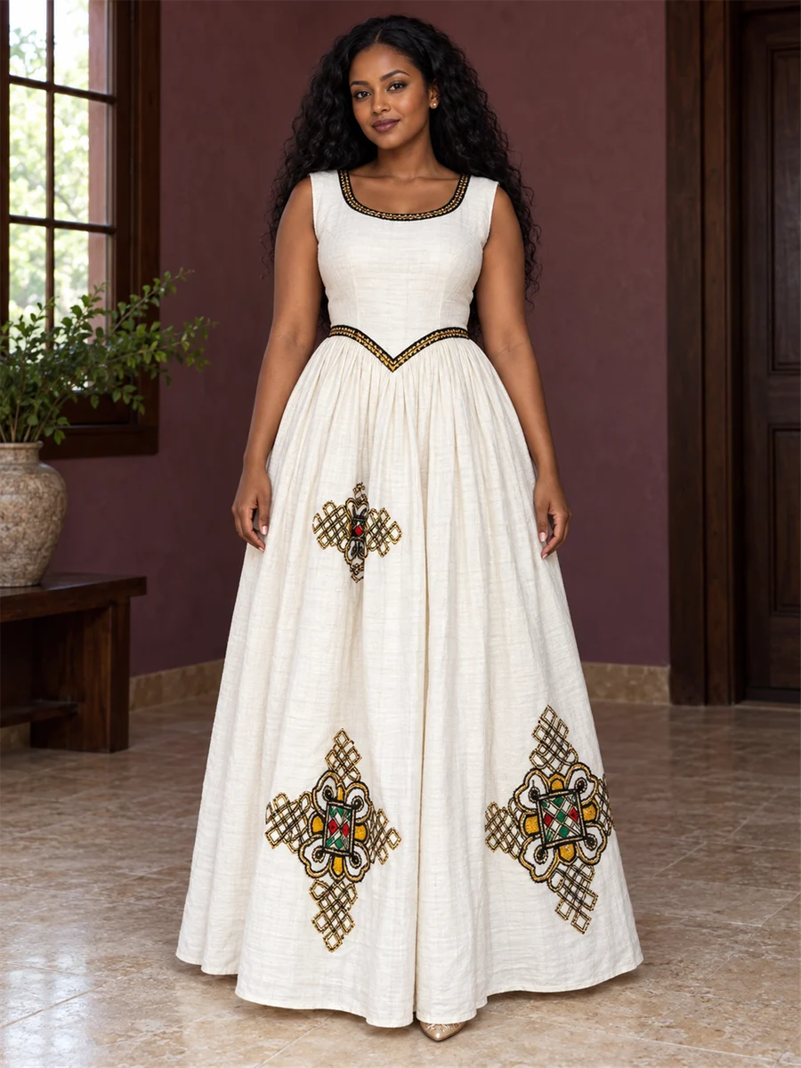 Gold Motif Maxi women’s Ethiopian traditional dress