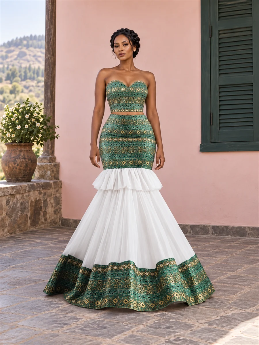 Emerald Tiered Gown የሀበሻ ልብስ