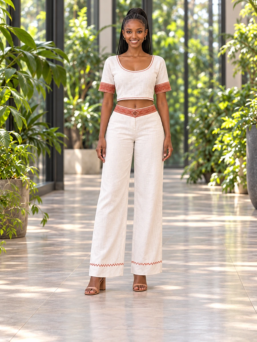 Rose Waist Trouser Set women’s Ethiopian traditional dress