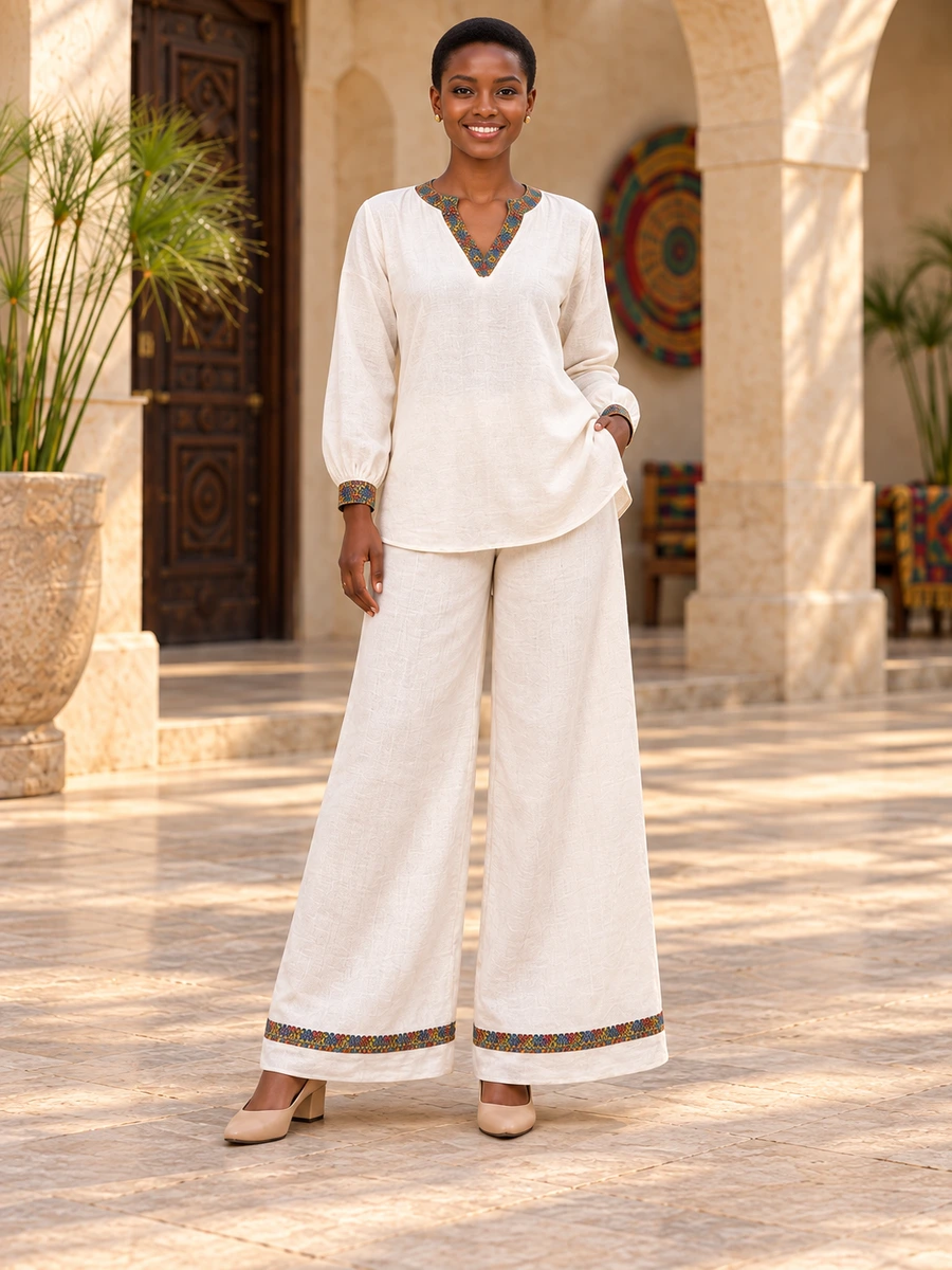 Gold Dot Trouser Set women’s Ethiopian traditional dress