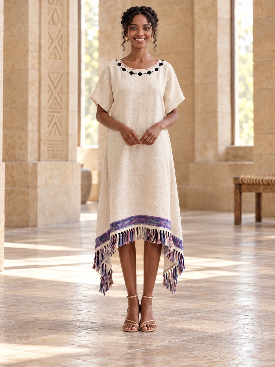 Violet Fringe Midi women’s Ethiopian traditional dress