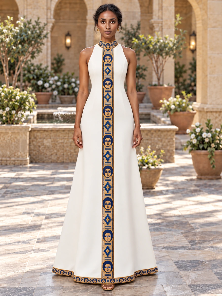 Blue Gold Story Maxi የሀበሻ ልብስ