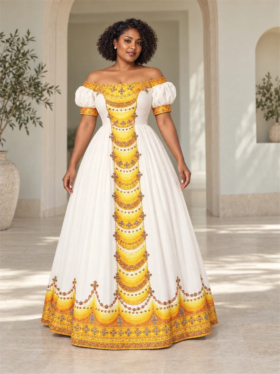 Golden Petal Gown የሀበሻ ልብስ