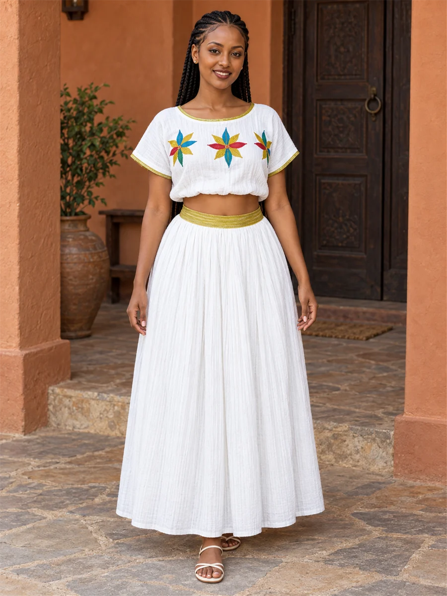 Green Yoke Dress የሀበሻ ልብስ