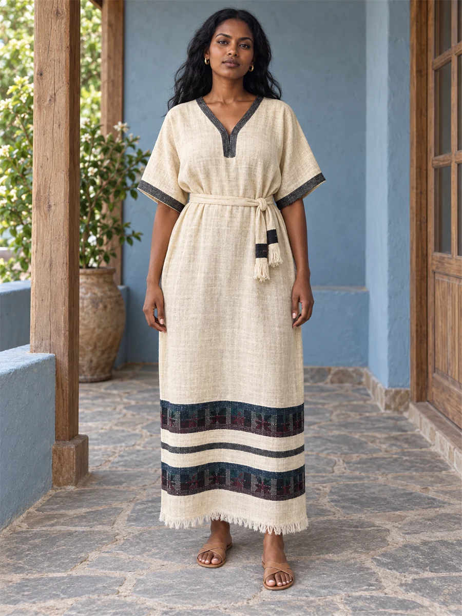 Charcoal Border Kaftan የሀበሻ ልብስ