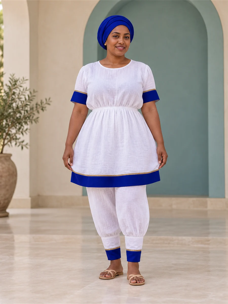 Cobalt Tunic Set የሀበሻ ልብስ