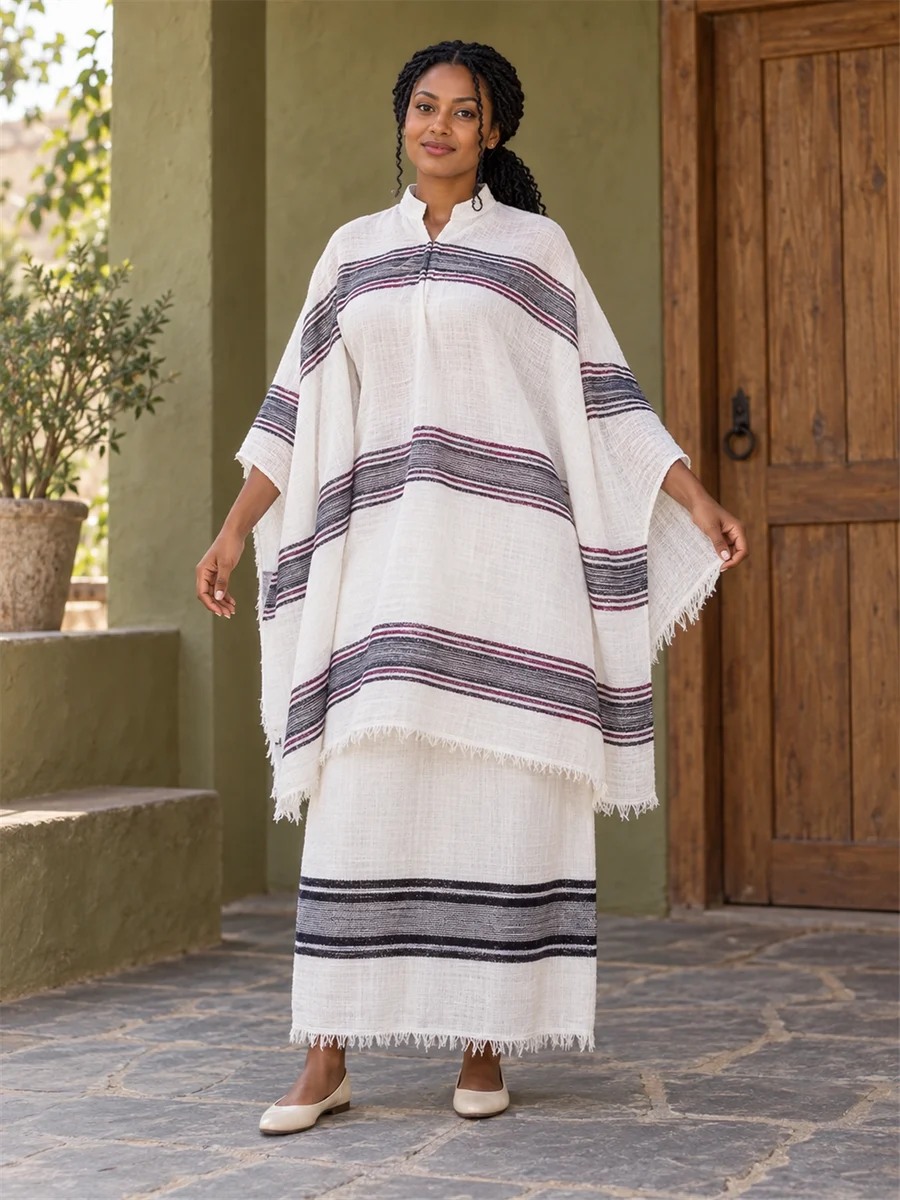 Charcoal Stripe Wrap የሀበሻ ልብስ