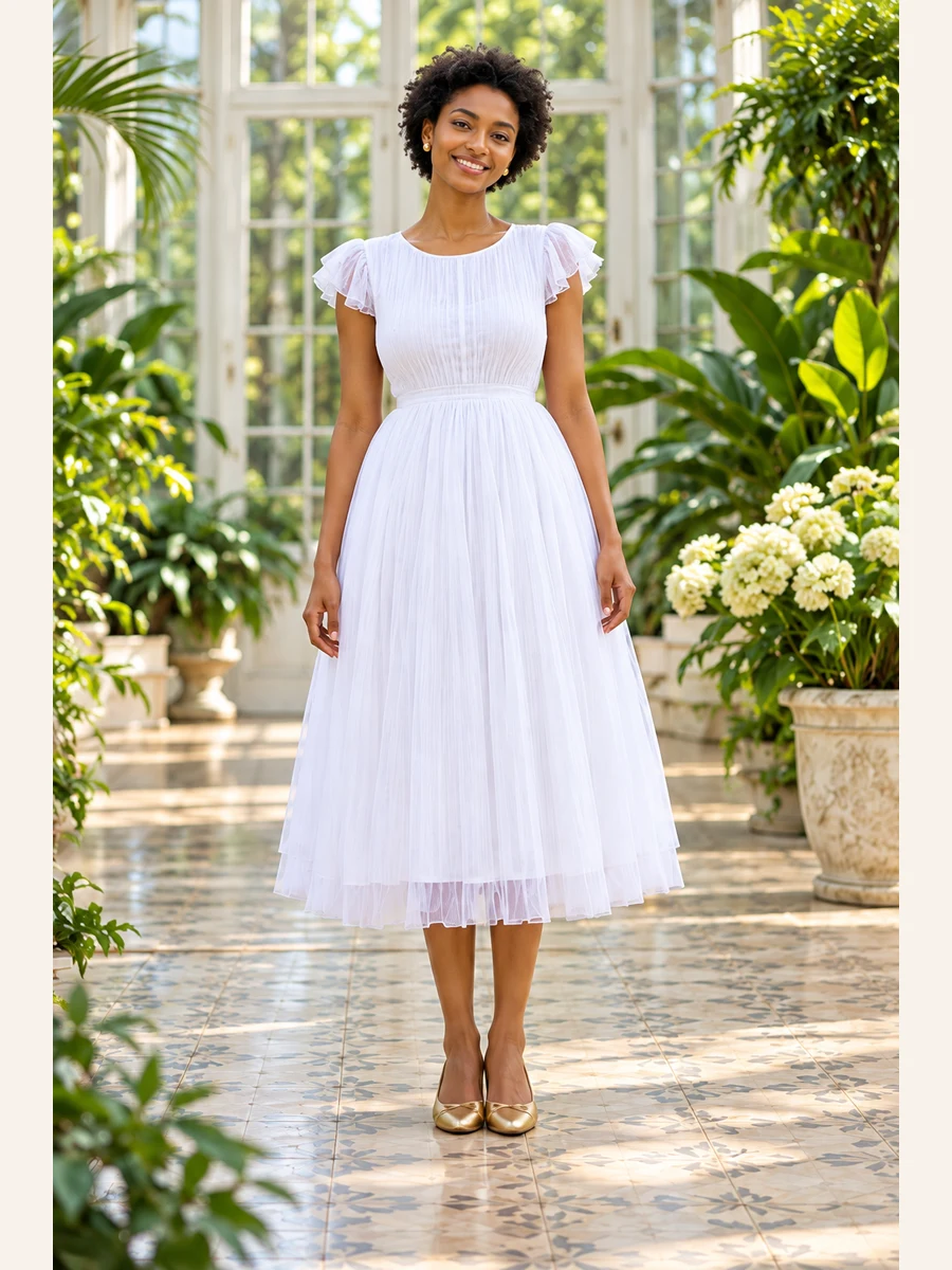 Ivory Ruffle Midi የሀበሻ ልብስ