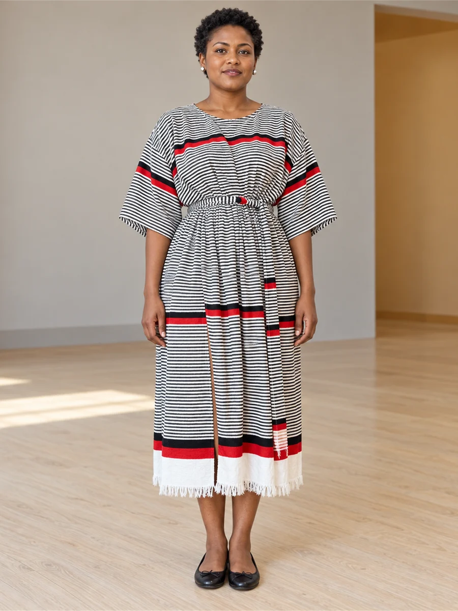 Slate Stripe Midi የሀበሻ ልብስ