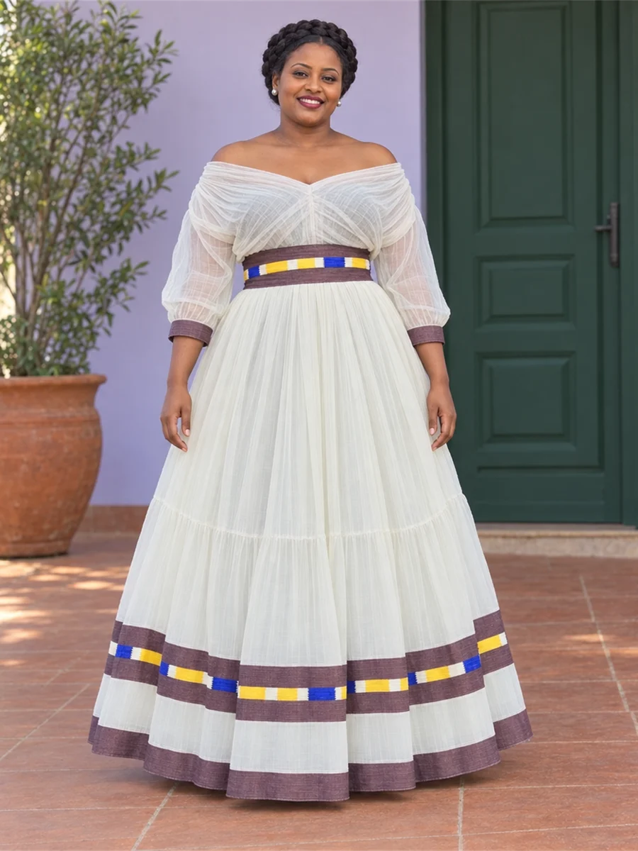 Violet Ribbon Dress የሀበሻ ልብስ