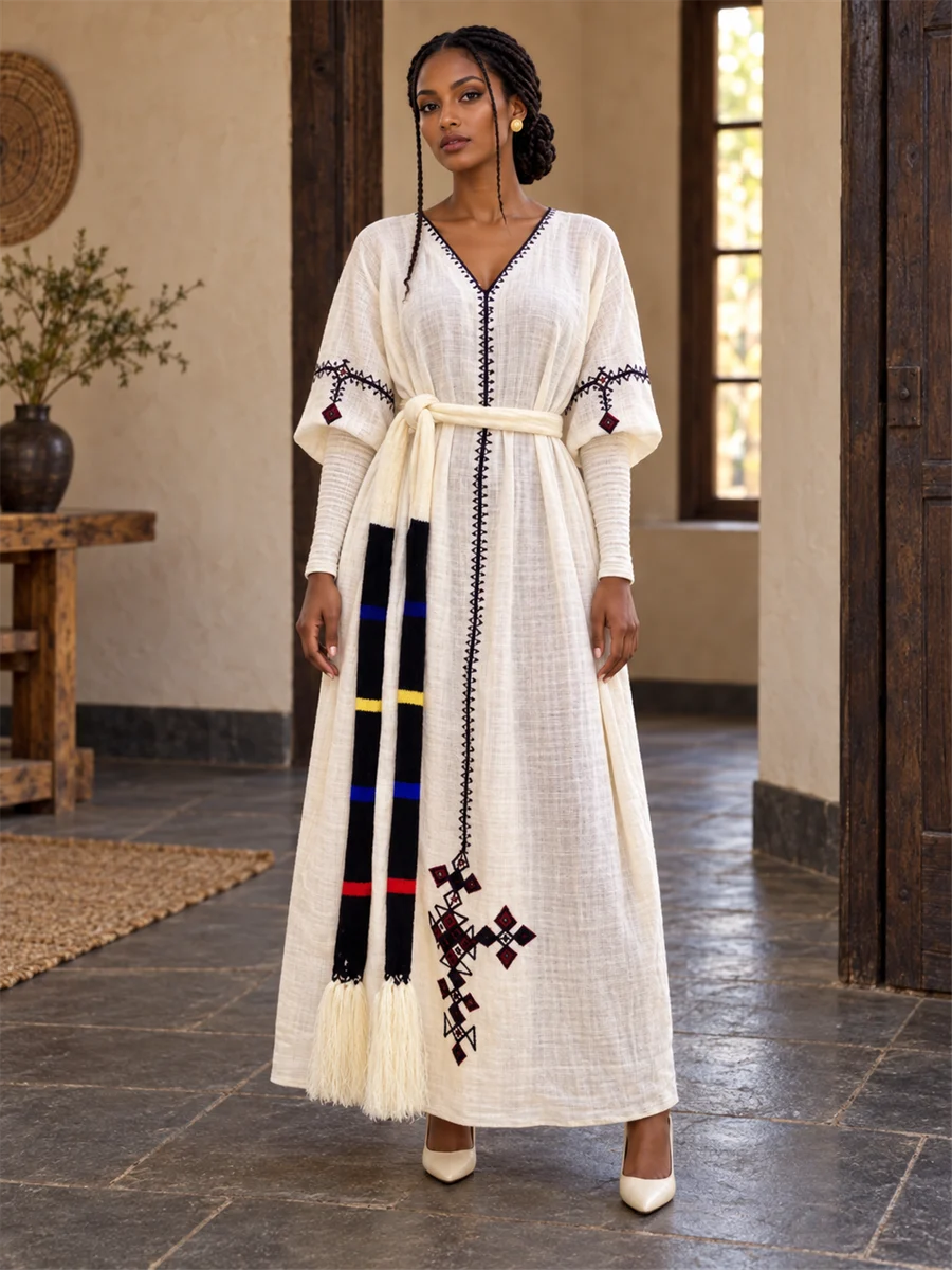 Black Panel Kaftan የሀበሻ ልብስ