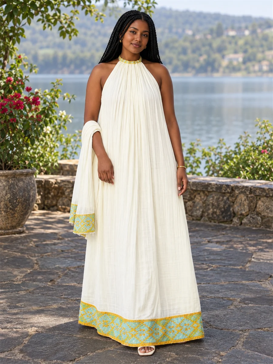 Lime Hem Maxi women’s Ethiopian traditional dress
