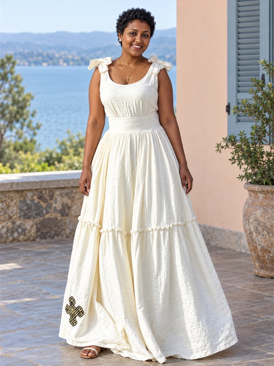 Ivory Summer Gown women’s Ethiopian traditional dress