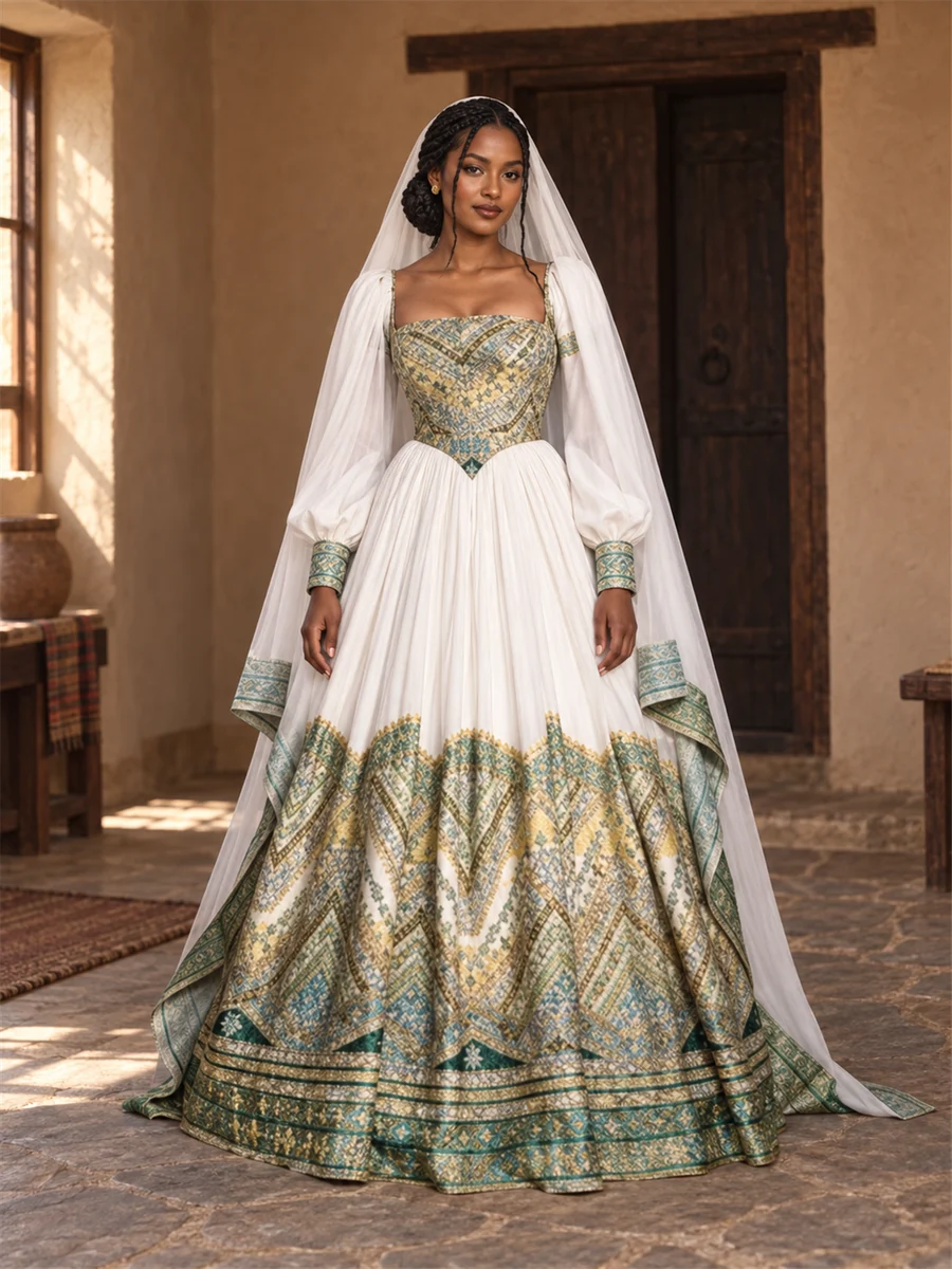 Olive Majesty Gown የሀበሻ ልብስ