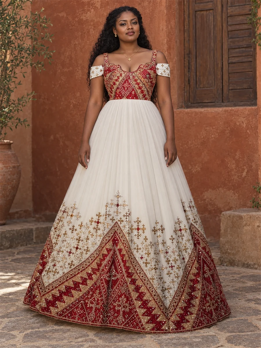 Ruby Fan Gown የሀበሻ ልብስ