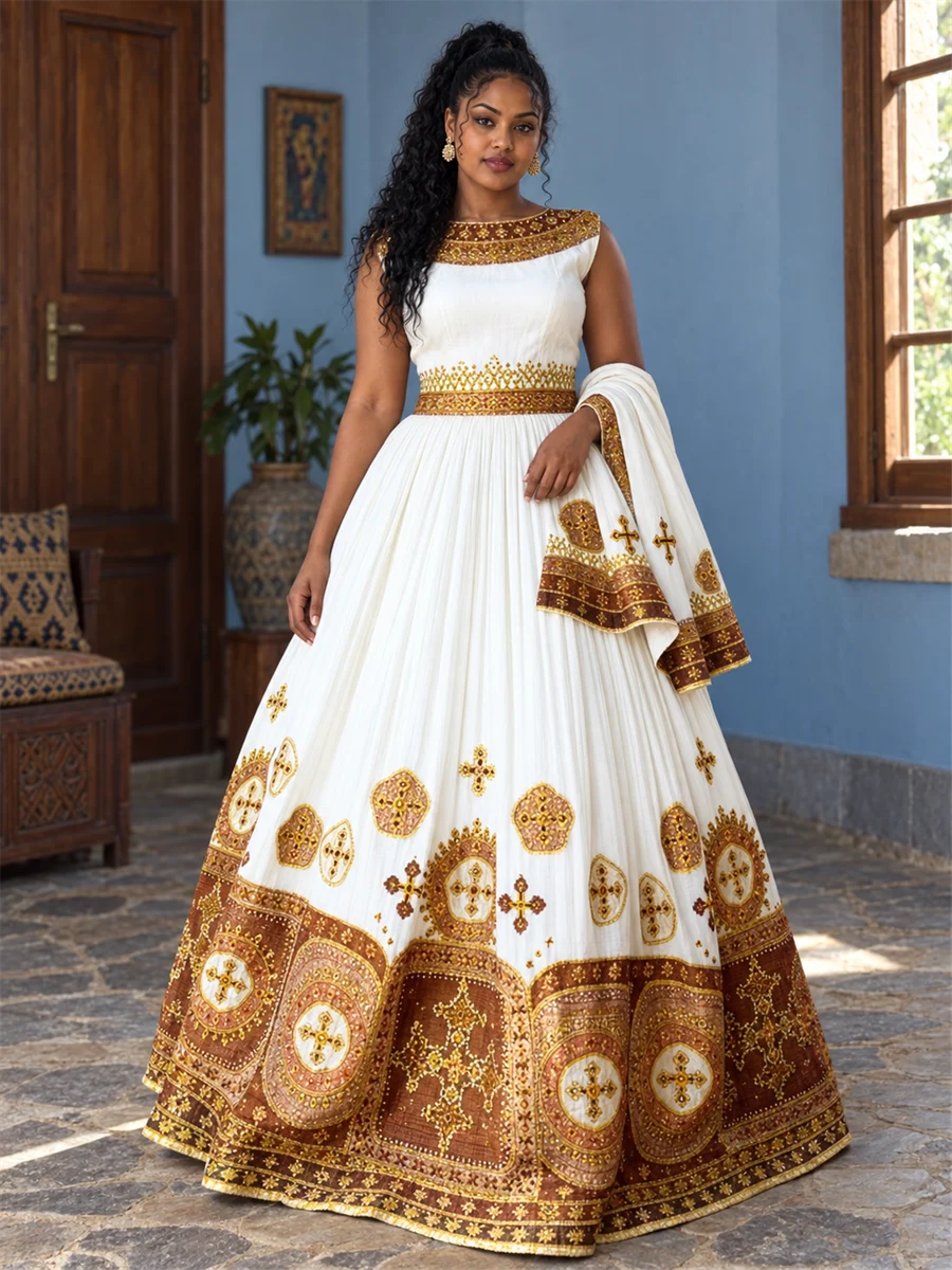 Golden Sunburst Gown የሀበሻ ልብስ
