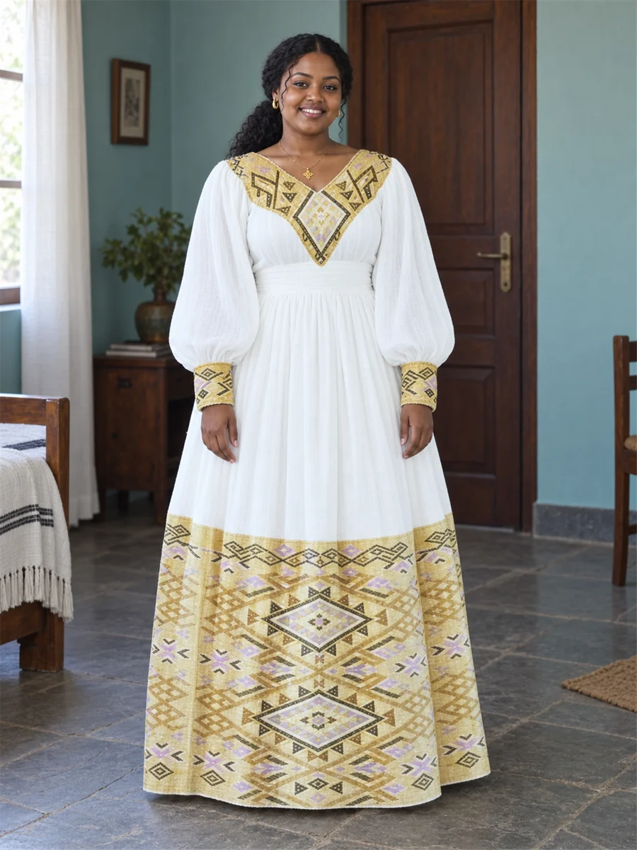 Gold Border Kemis የሀበሻ ልብስ