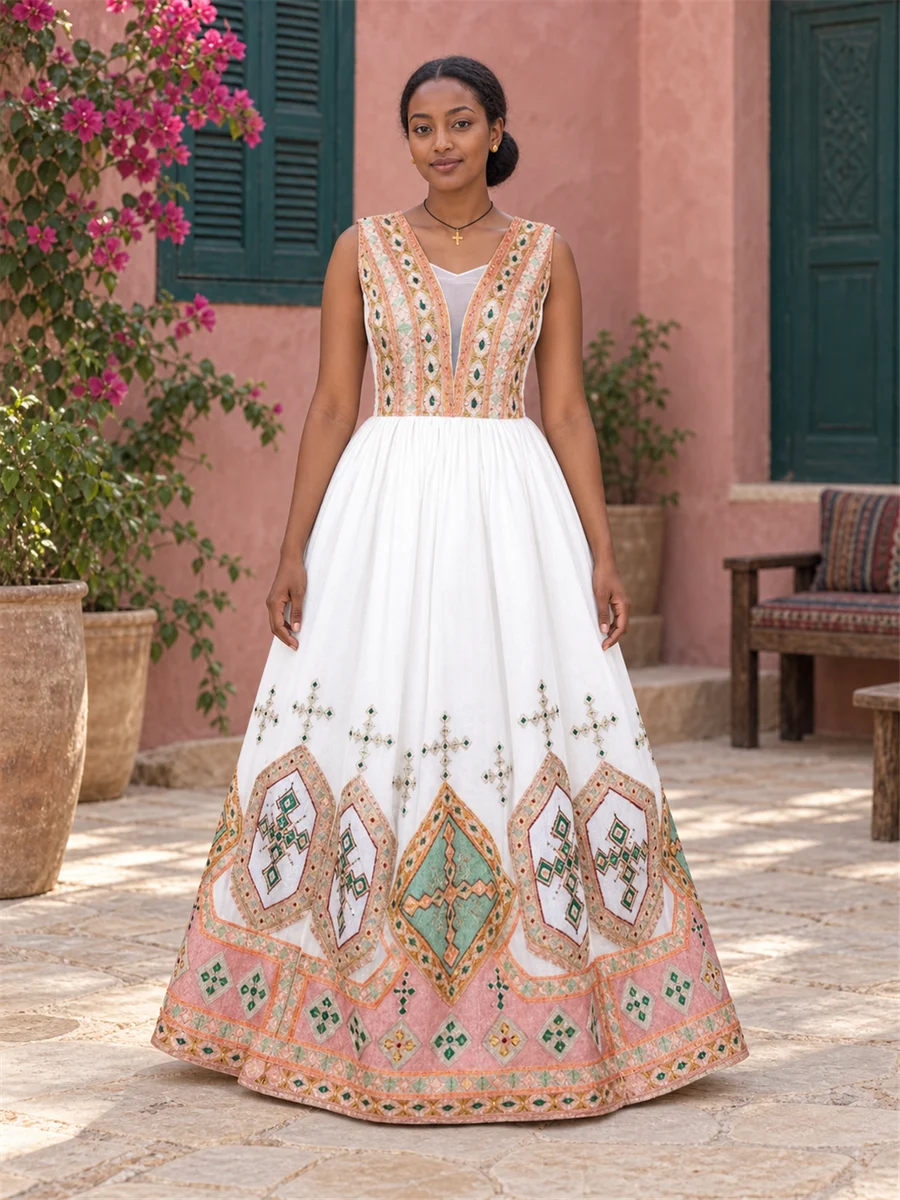 Blush Medallion Gown women’s Ethiopian traditional dress