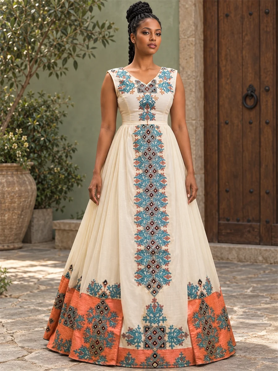 Teal Garden Gown የሀበሻ ልብስ
