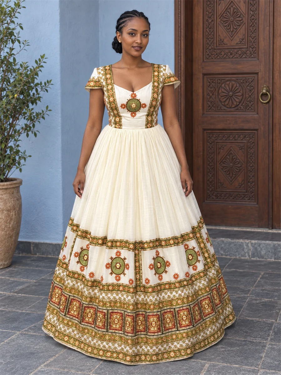 Golden Celebration Gown የሀበሻ ልብስ